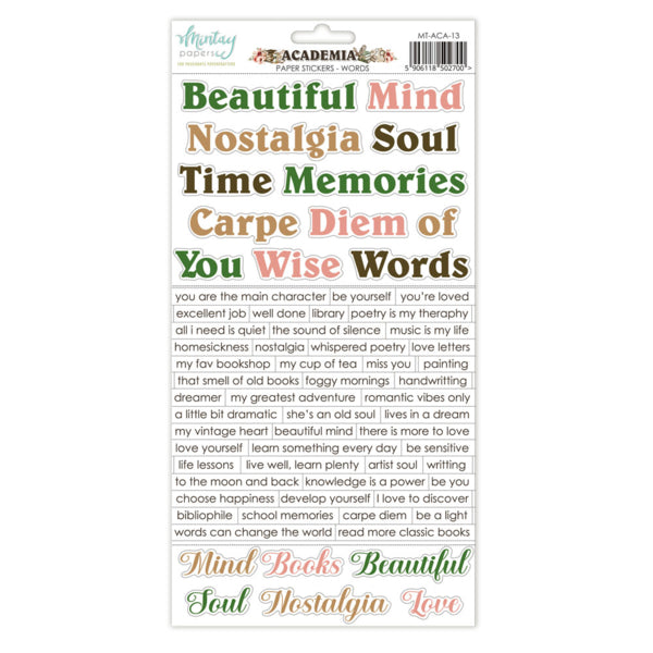 Mintay - Academia - Paper Stickers Words - 6 x 12"