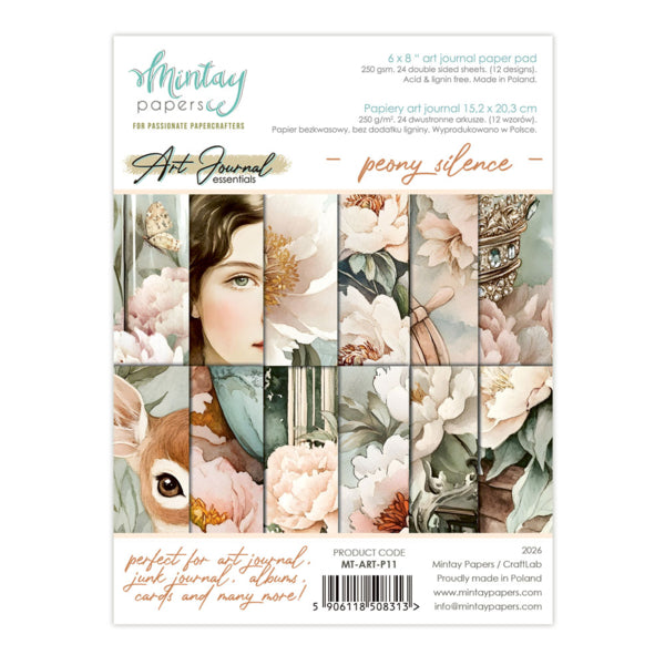 Mintay Papers - 6 x 8" Art Journal Paper Pad - Peony Silence