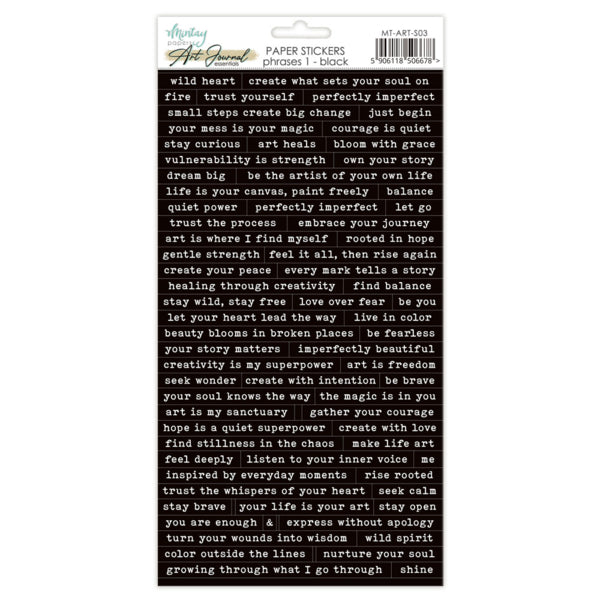 Mintay -  6 x 12 Art Journal Paper Stickers - Phrases 1 - Black