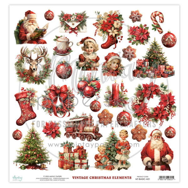 Mintay Papers - Vintage Christmas - Klippark - 12 x 12"