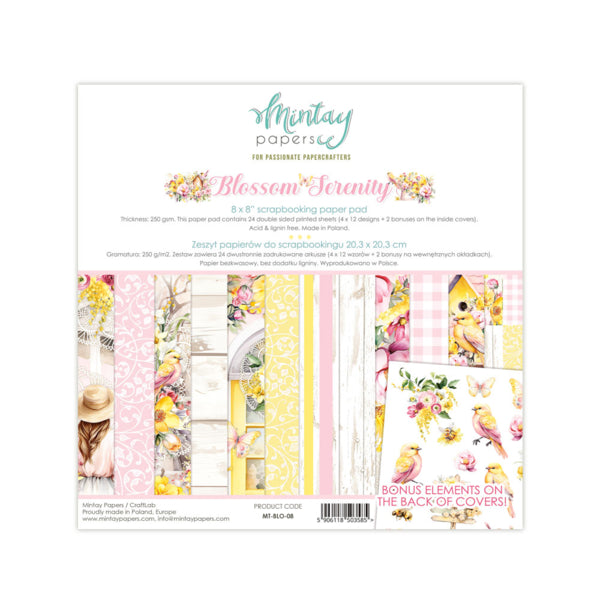 Mintay Papers - Blossom Serenity  - Paper Pad -  8 x 8"