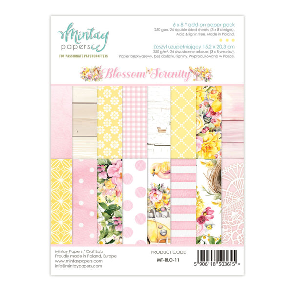 Mintay Papers - Blossom Serenity  - Add On Paper Pad -  6 x 8"