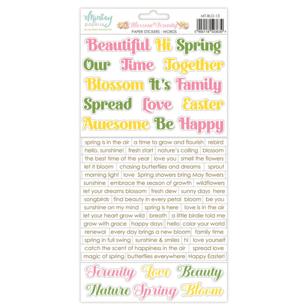 Mintay - Blossom Serenity - Paper Stickers Words - 6 x 12"