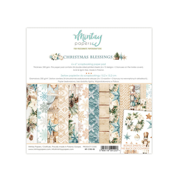 Mintay Papers -Christmas Blessings  - Paper Pad -  6 x 6"