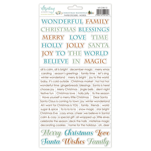 Mintay - Christmas Blessings - Paper Stickers Words - 6 x 12"