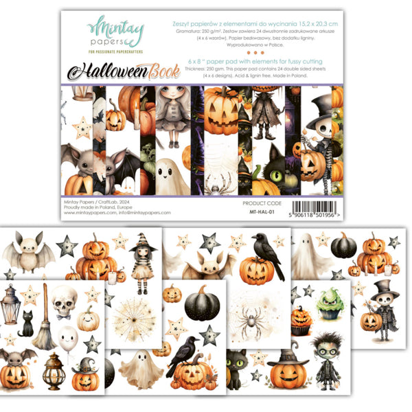 Mintay Papers -  Book Elements for cutting - Halloween  - 6 x 8"