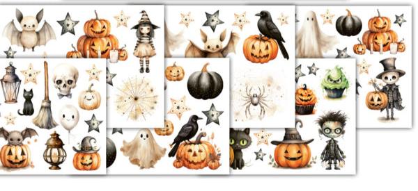 Mintay Papers -  Book Elements for cutting - Halloween  - 6 x 8"