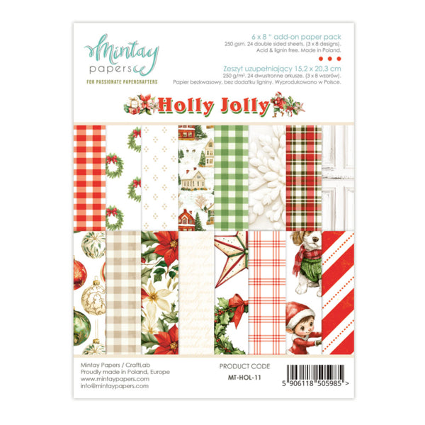 Mintay Papers - Holly Jolly  - Add On Paper Pad -  6 x 8"
