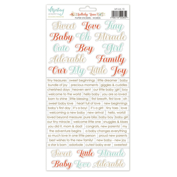 Mintay - Lullaby Lane - Paper Stickers Words - 6 x 12"