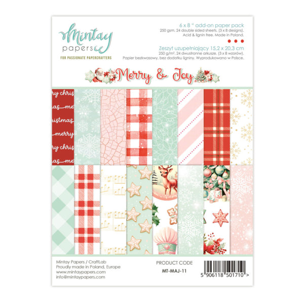 Mintay Papers - Merry & Joy  - Add On Paper Pad -  6 x 8"