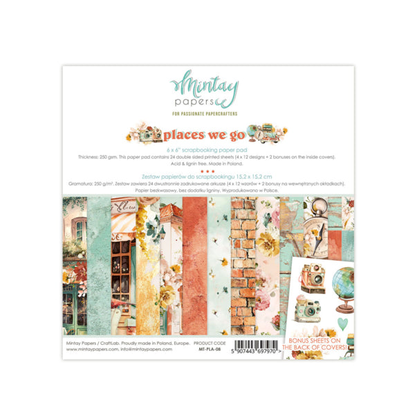 Mintay Papers - Places we go - Paper Pad -  6 x 6"