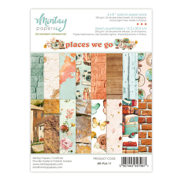 Mintay Papers - Places we go - Add On Paper Pad -  6 x 8"