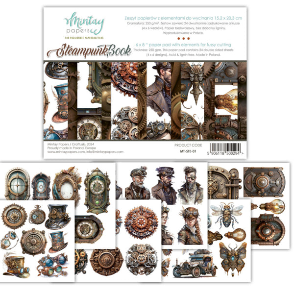 Mintay Papers -  6 x 8" Book - elements for precise cutting - Steampunk