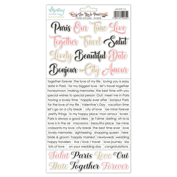 Mintay - See you in Paris - Paper Stickers Words - 6 x 12"