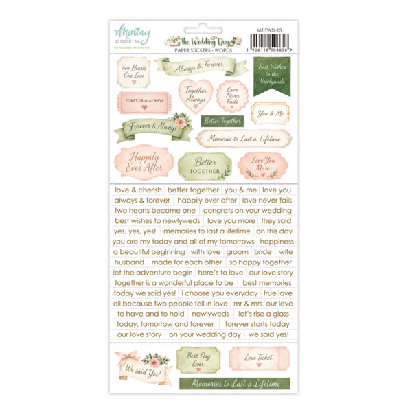 Mintay - The Wedding Day - Paper Stickers Words - 6 x 12"