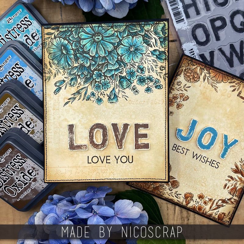 Tim Holtz Collection - Cling Stamps - Floristry with Grid Block