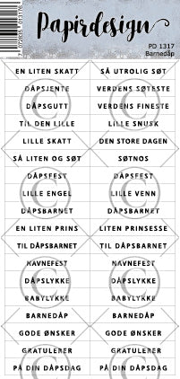 Papirdesign - Ord klistremerker - Barnedåp