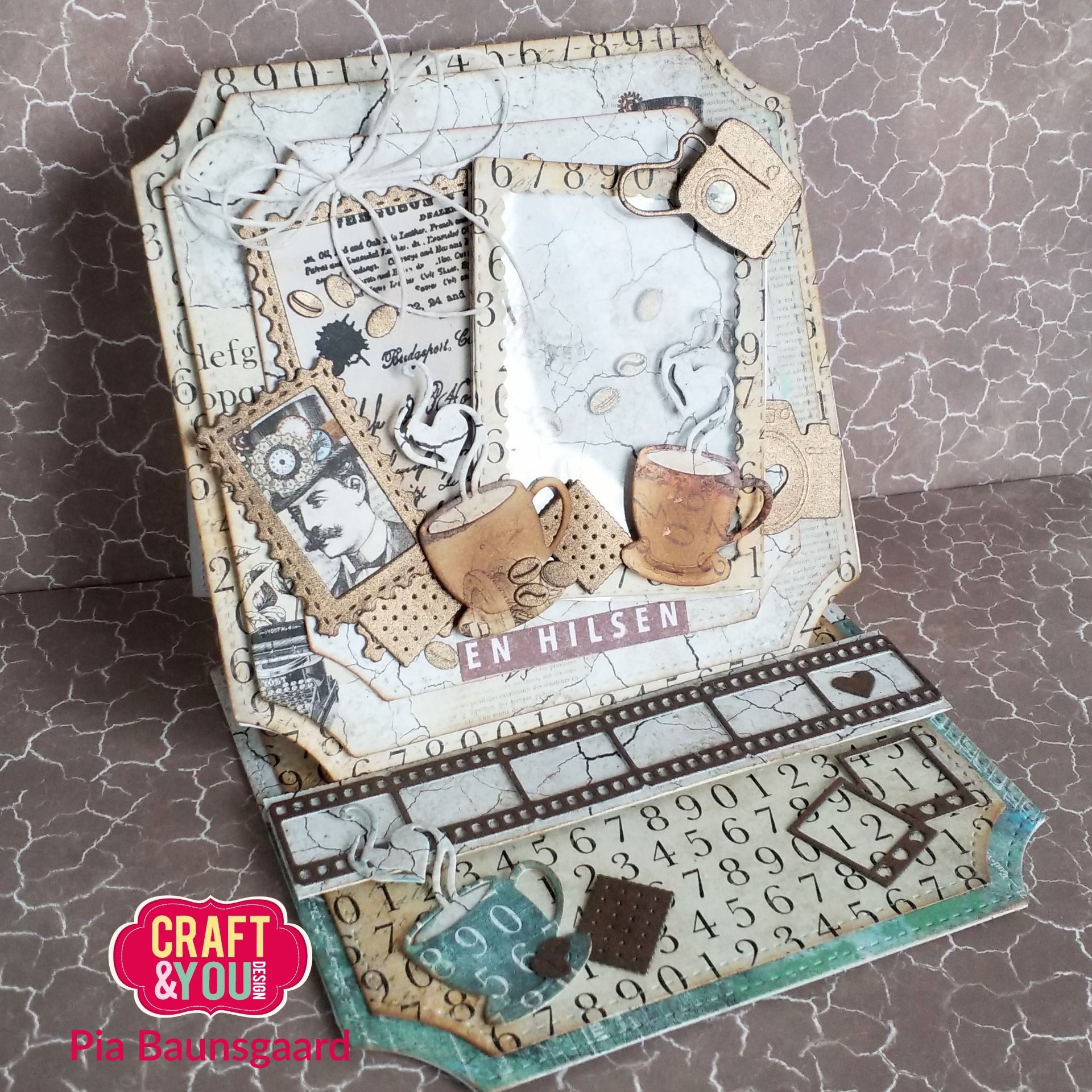 Craft and You - Dies - ATC Frame with a cup of coffee