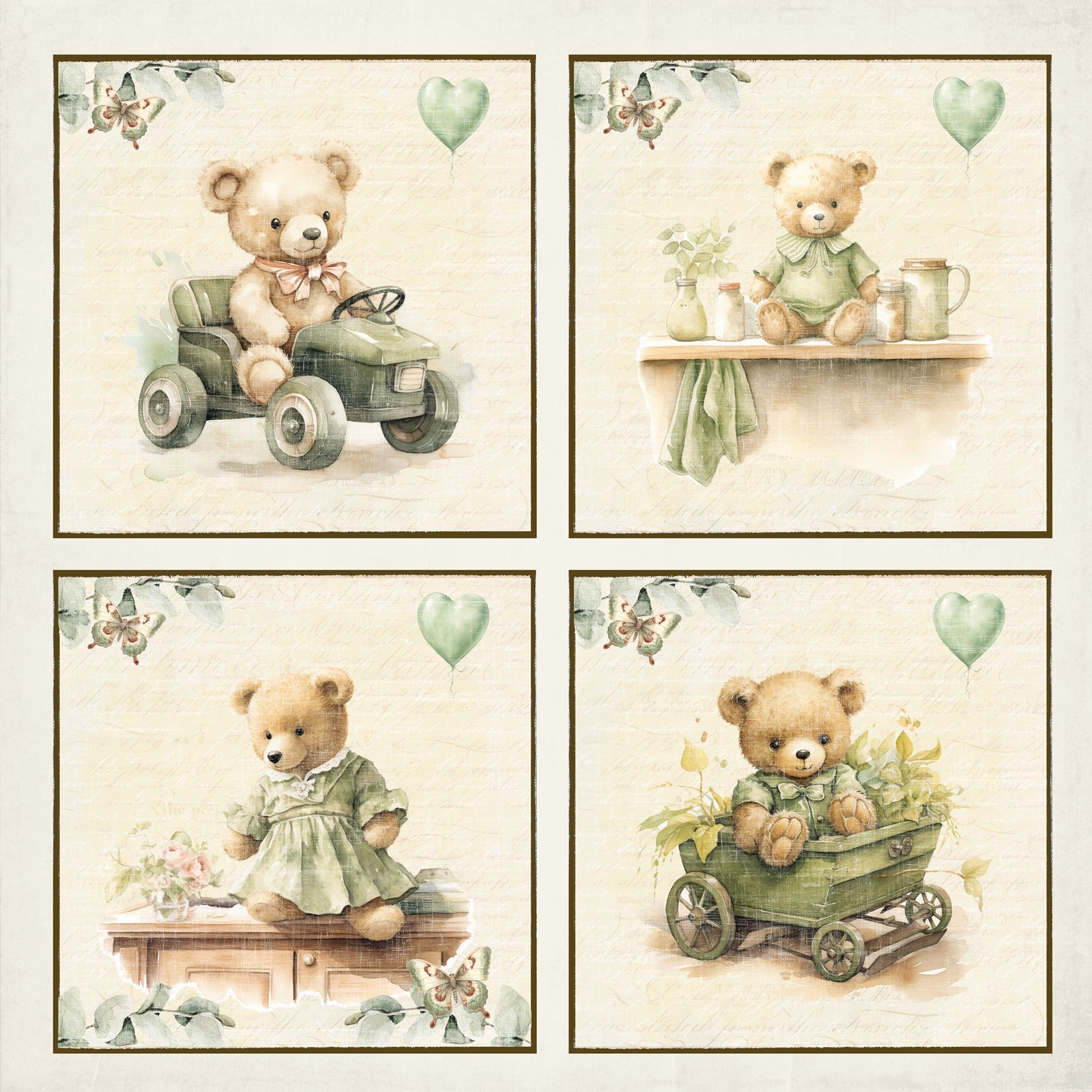 Reprint - Bear Collection - Cards -  12 x 12"