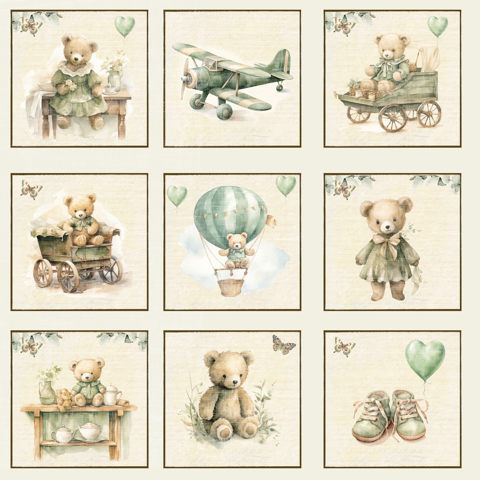 Reprint - Bear Collection - Tags -  12 x 12"