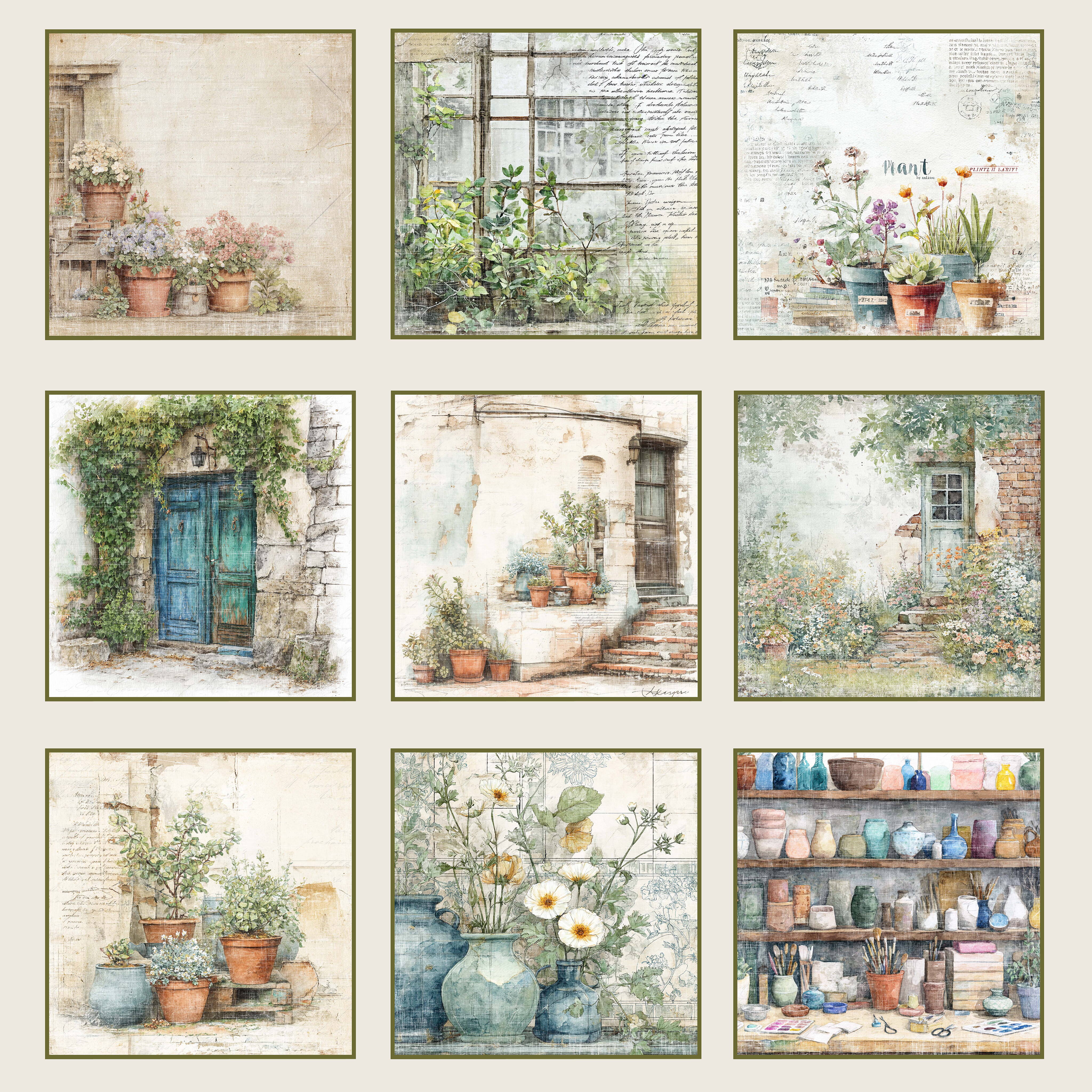 Reprint - The Pottery Collection - Tags  - 12 x 12"