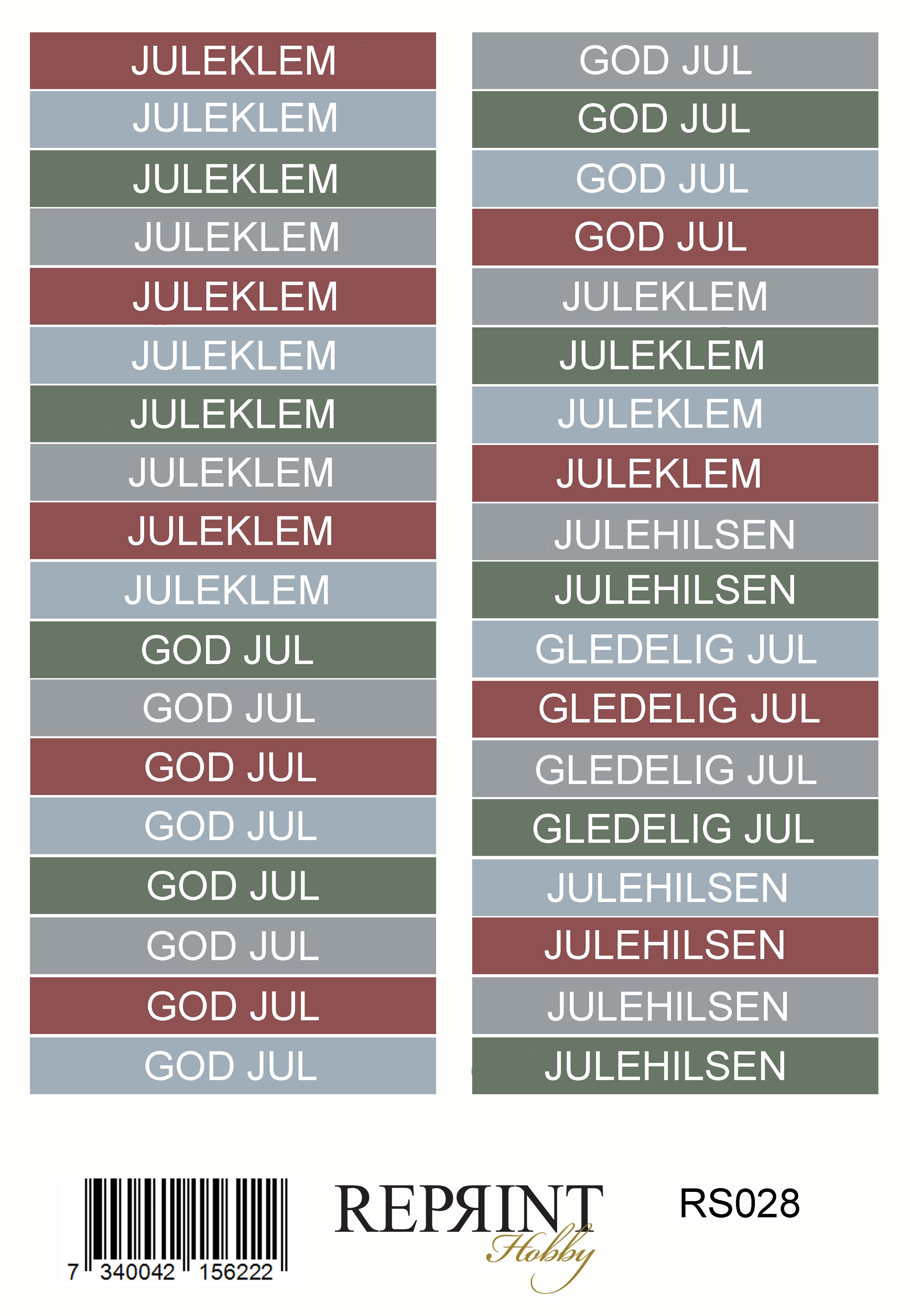 Reprint -  Deck the Halls - Text Norsk - Paper Stickers