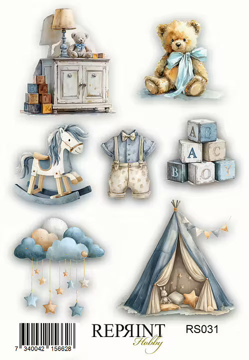 Reprint - Happiness - Baby boy - Paper Stickers