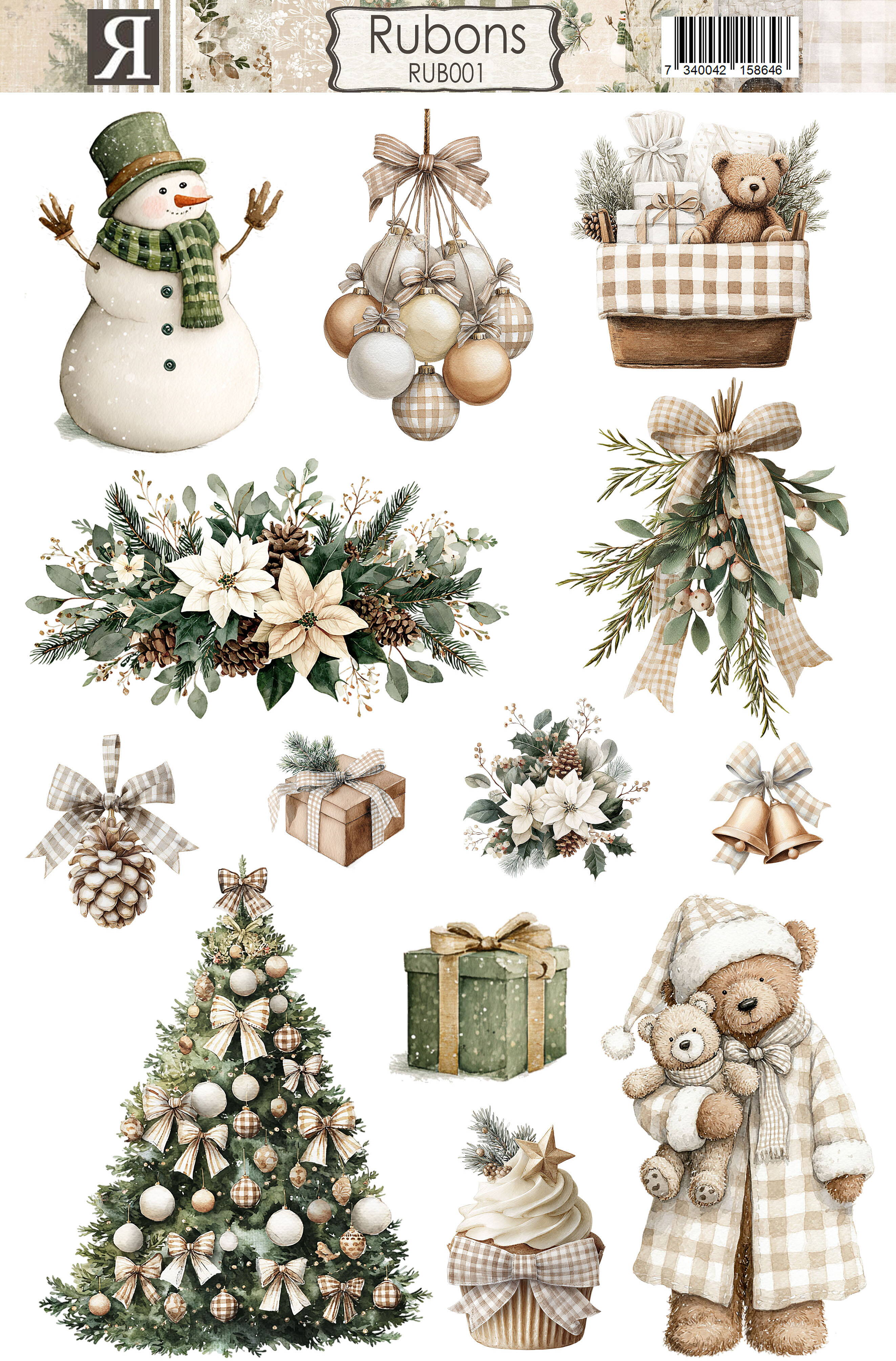 Reprint - Cozy Christmas Collection - Rub Ons