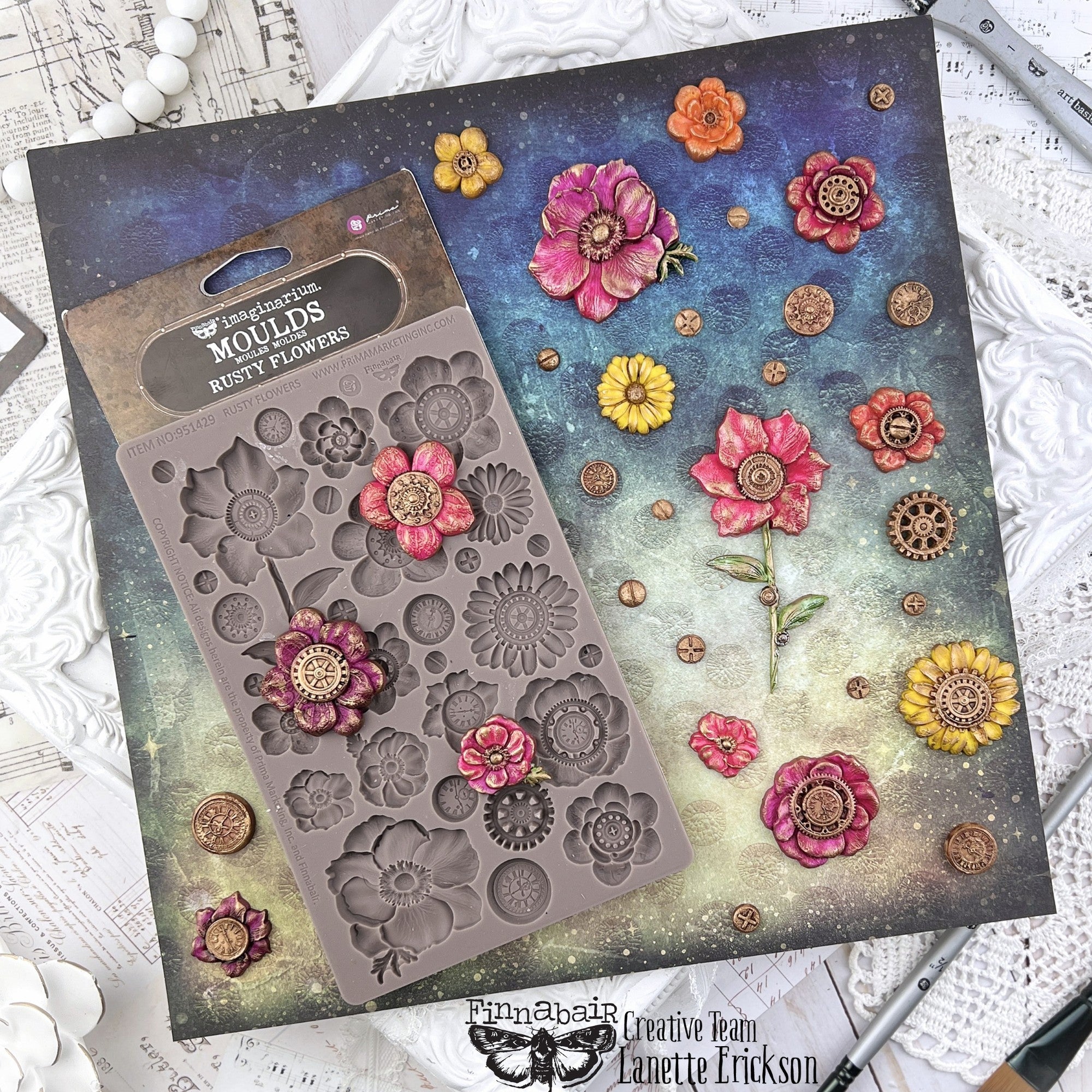 Prima - Finnabair Decor Mould - Rusty Flowers