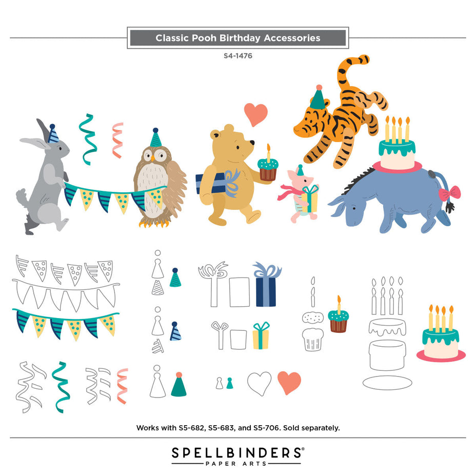 Spellbinders - Dies - Say Cheese Classic Pooh - Birthday Accessories