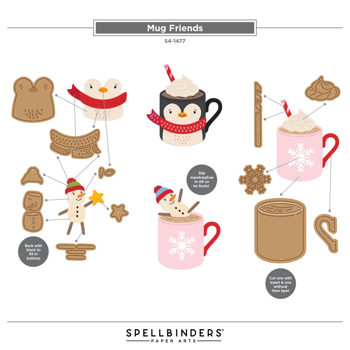 Spellbinders - Dies - Mugs and Kisses - Mug Friends