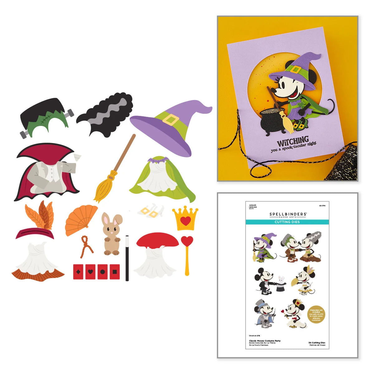 Spellbinders - Dies - Classic Mouse - Costume Party Etched Dies (tilbehør til figurdies i S6-270)