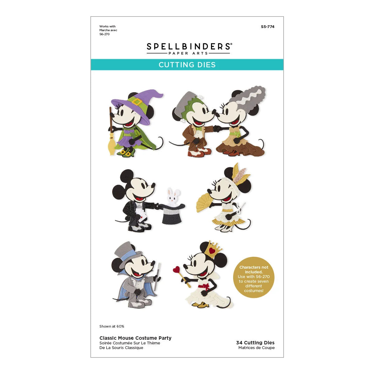 Spellbinders - Dies - Classic Mouse - Costume Party Etched Dies (tilbehør til figurdies i S6-270)