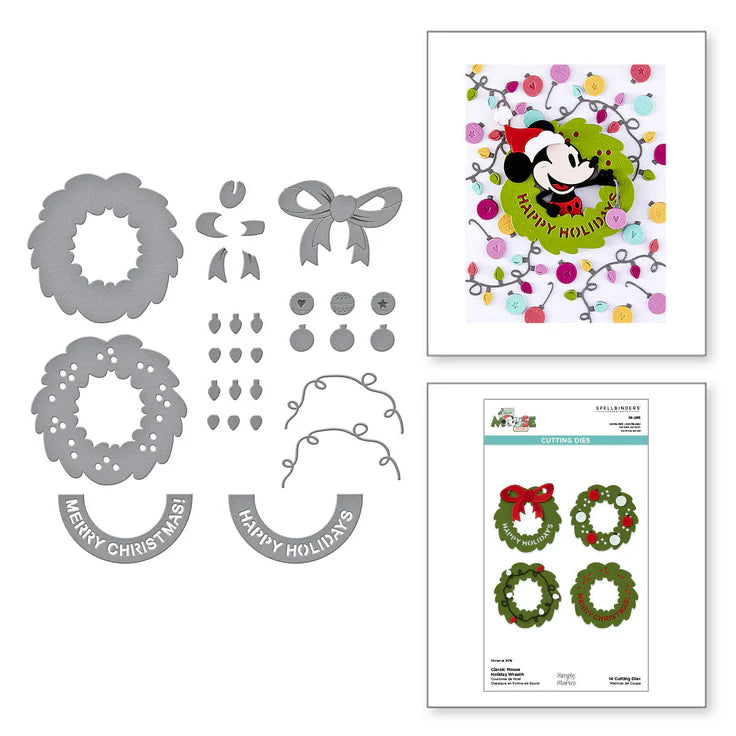 Spellbinders - Dies - Say Cheese Classic Mouse - Christmas - Holiday Wreath