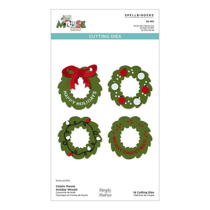 Spellbinders - Dies - Say Cheese Classic Mouse - Christmas - Holiday Wreath