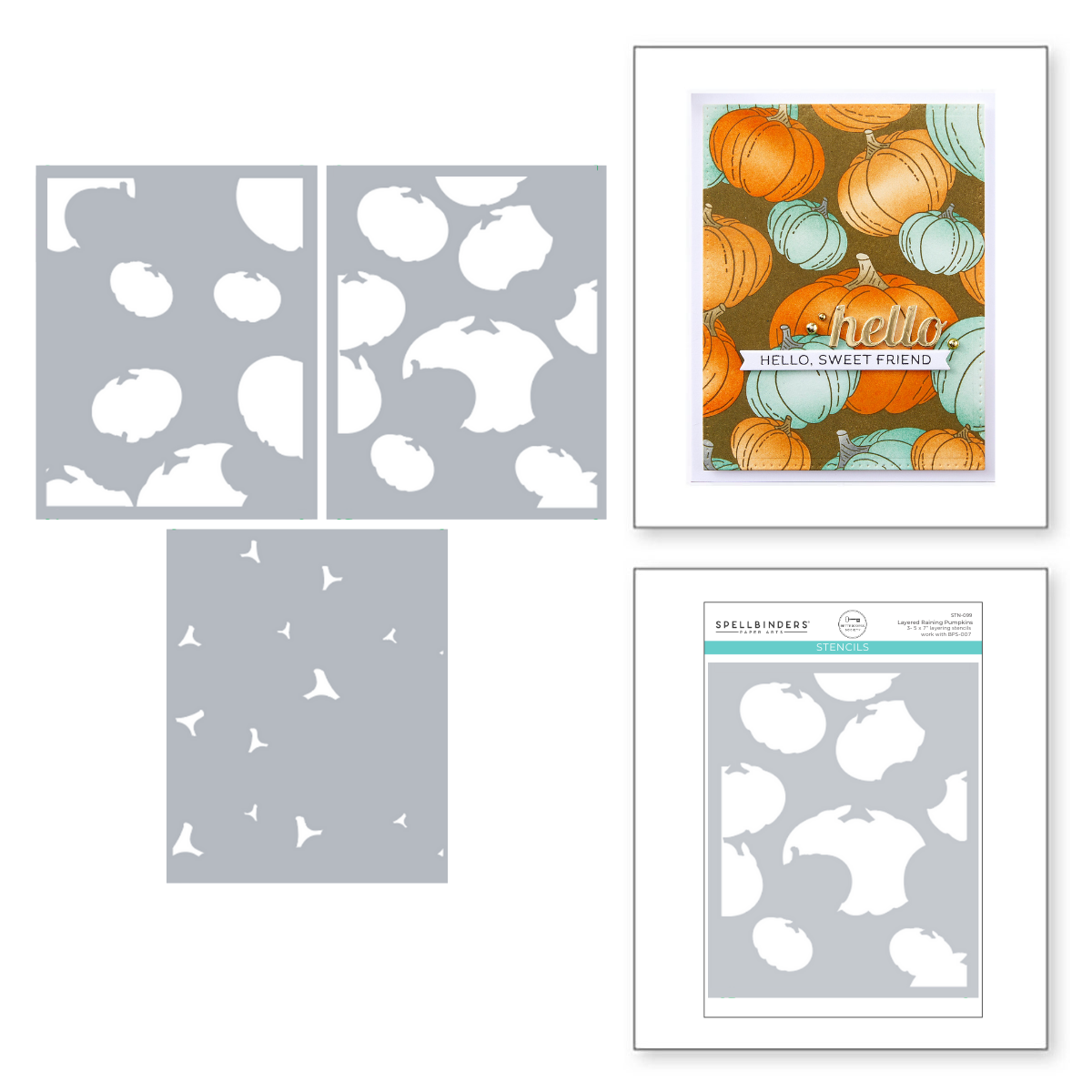 Spellbinders - Layered Raining Pumpkins Stencils