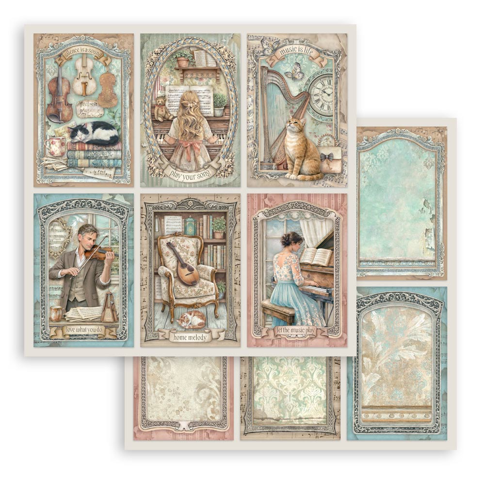 Stamperia - Symphony  - 6 Cards paper -  12 x 12"