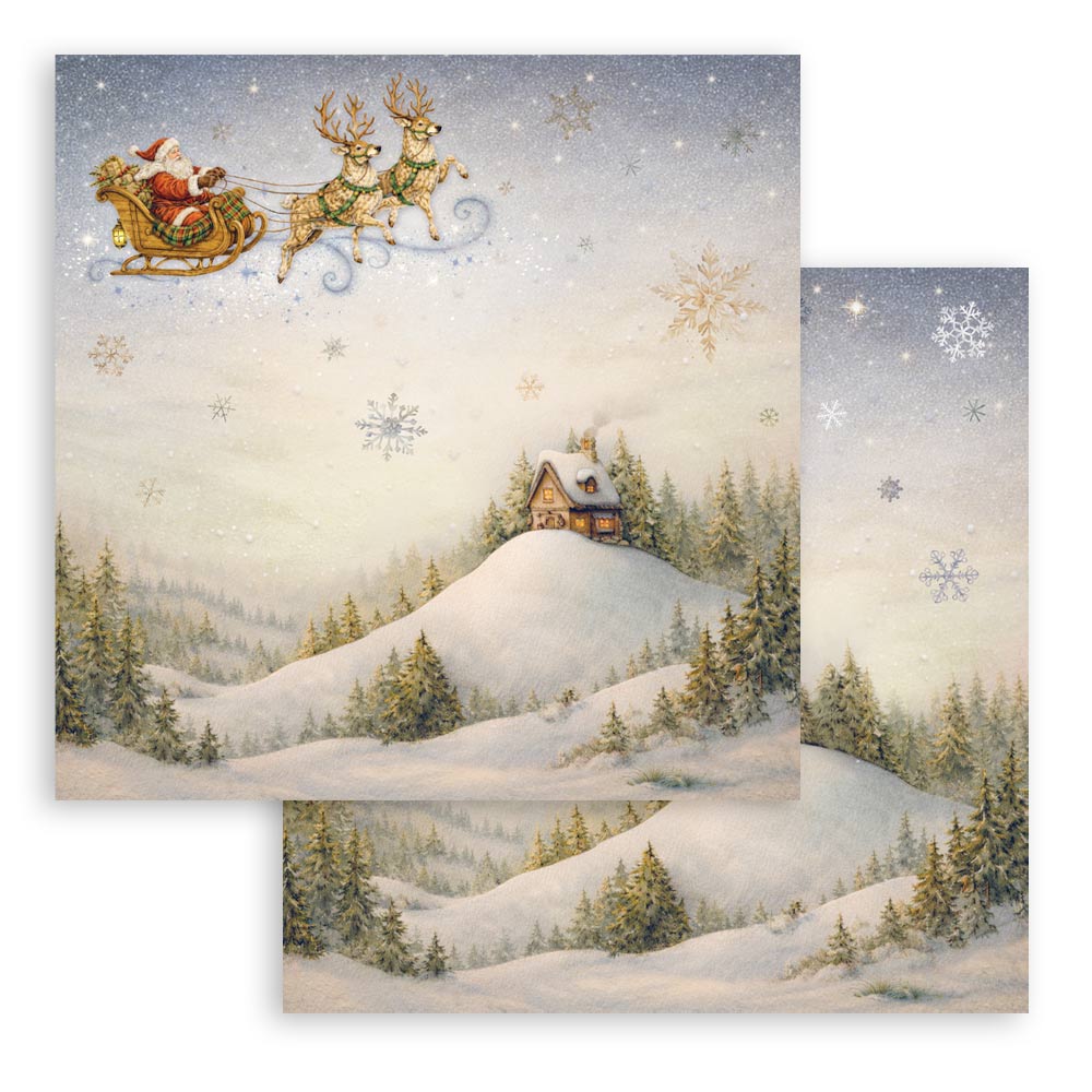 Stamperia - Silent Night  - Santa Claus Sleigh -  12 x 12"