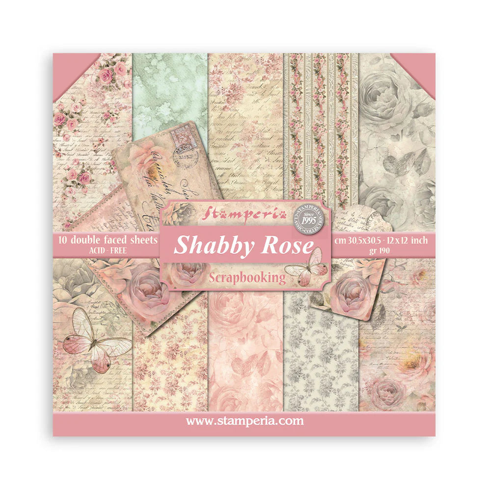 Stamperia  - Shabby Rose - Paper Pad  10 pk - 12 x 12"