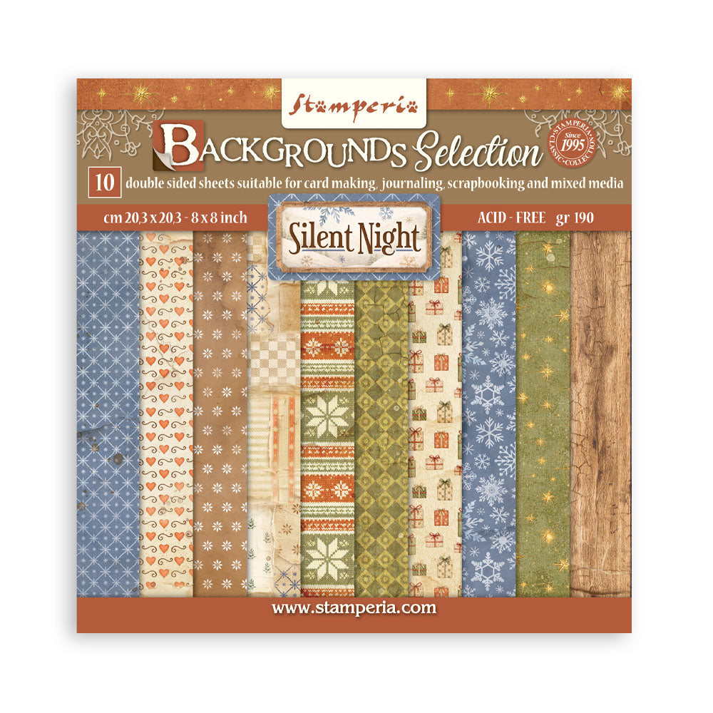 Stamperia  - Silent Night - Background Selection Paper Pad -  8 x 8" (10ark)