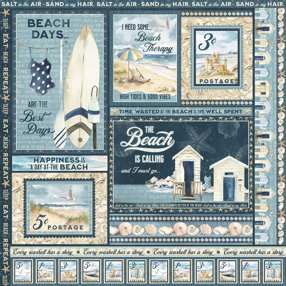 Graphic 45 - The Beach is Calling - Enjoy The Waves - 12 x 12"