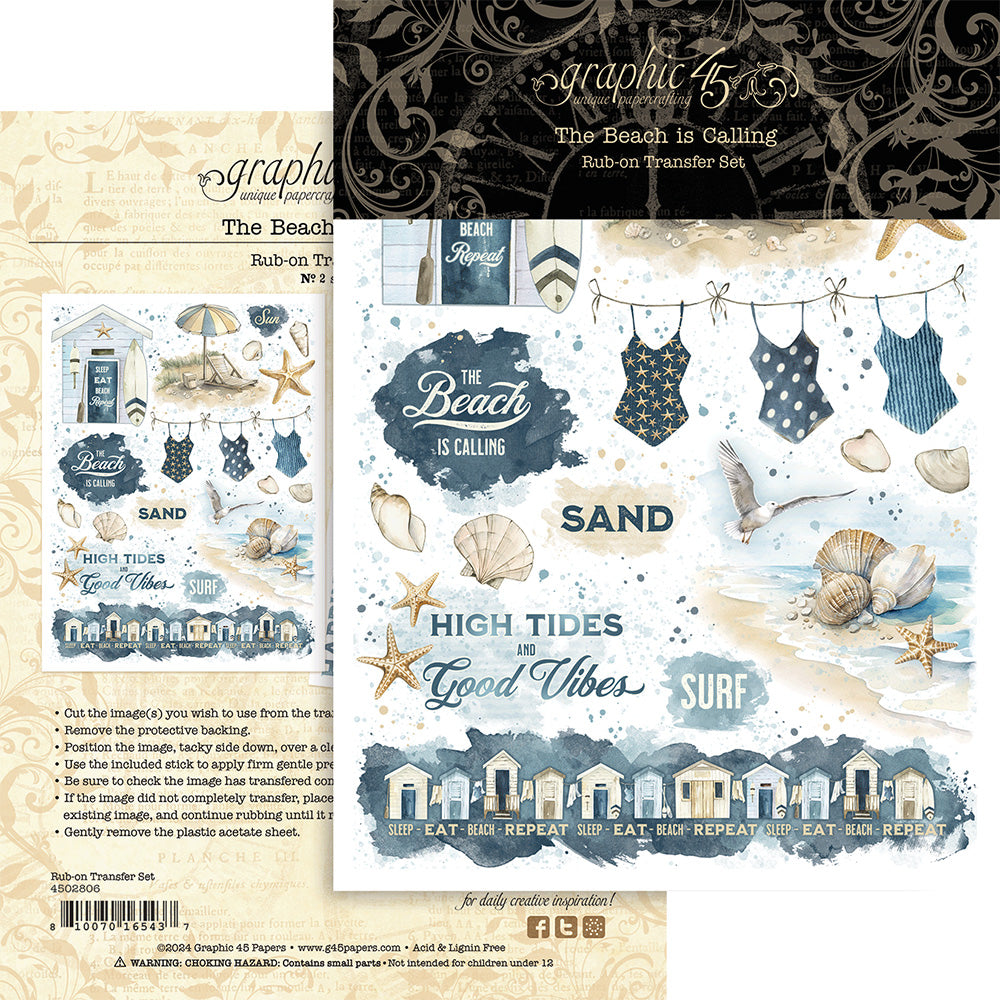 Graphic 45 - Rub On Transfers - The Beach is Calling