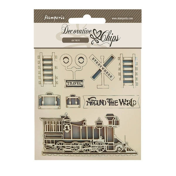 Stamperia - Around the world - Decorative Chips - Train