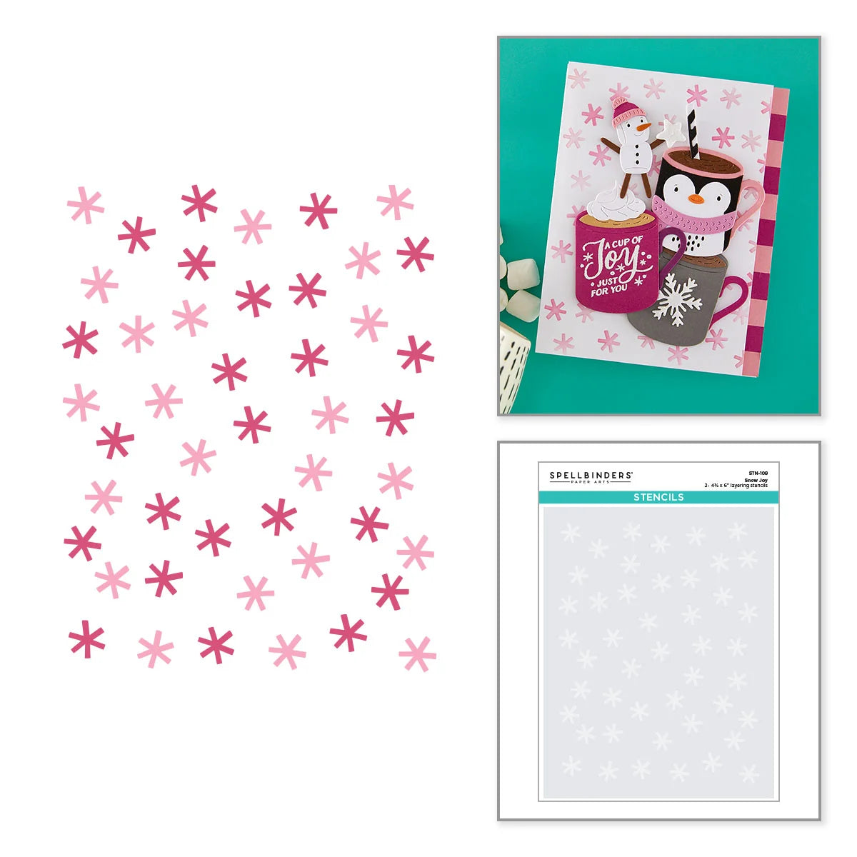Spellbinders - Layering Stencils - Mugs and Kisses - Snow Joy