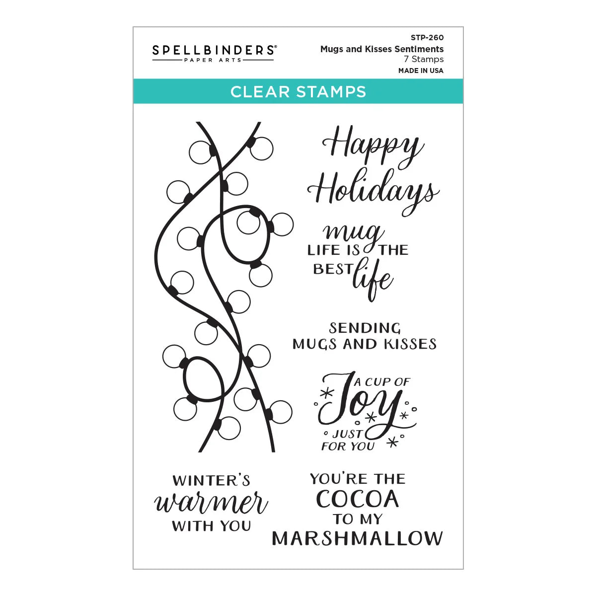 Spellbinders - Clear Stamp - Mugs and Kisses - Sentiments