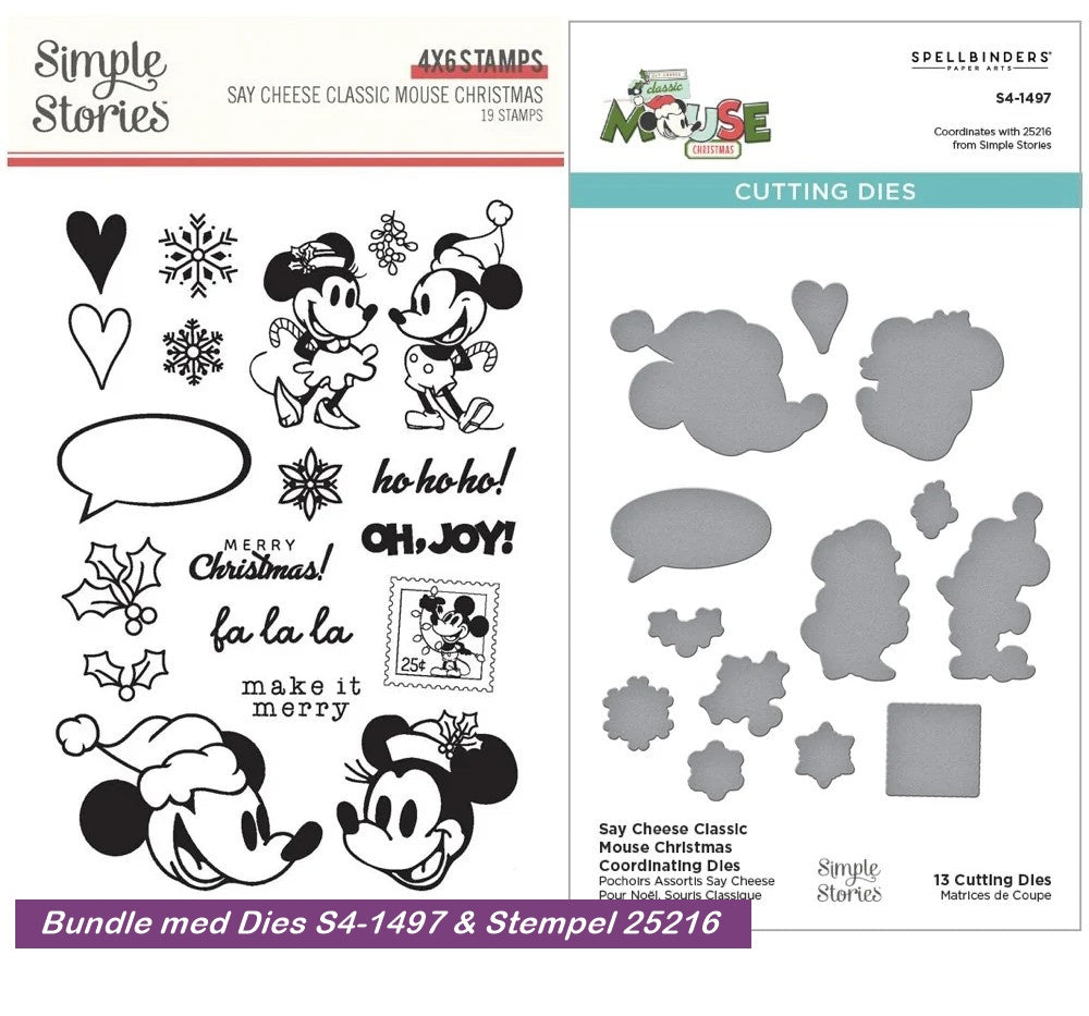 Spellbinders - Say Cheese Classic Mouse - Christmas Bundle Stamps And Dies