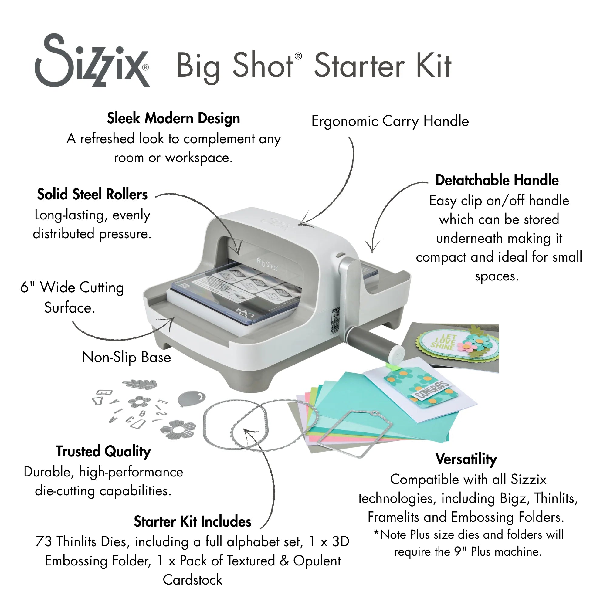 Sizzix - Big Shot Machine - Grey and White - New Edition Starter Kit