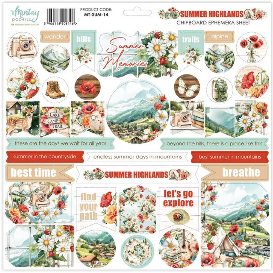 Mintay Papers - Summer Highlands - Chipboard Ephemera - 12 x 12"