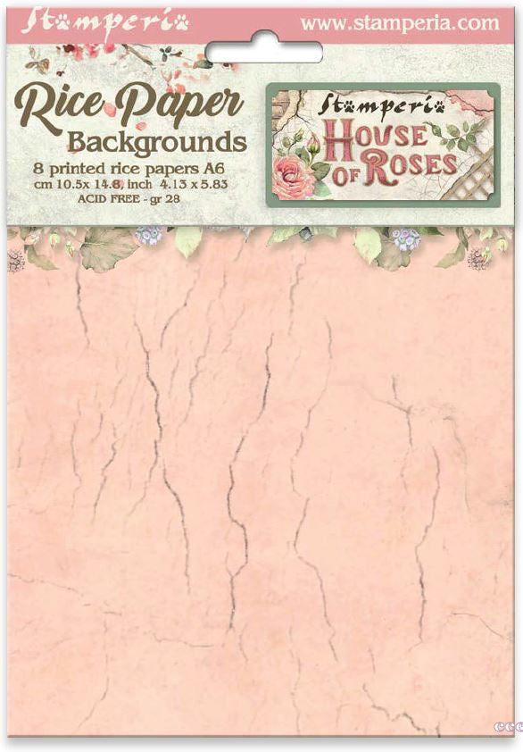 Stamperia - House of Roses - Rice Paper Backgrounds - Rice Paper A6