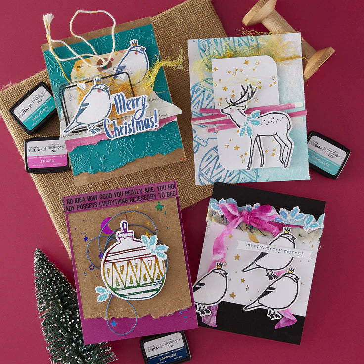 Spellbinders - 3D Embossing Folder - The Starry Holiday Collection by Dina Wakley - Stars and Fronds Frame